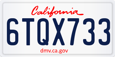 CA license plate 6TQX733