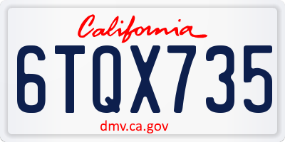 CA license plate 6TQX735