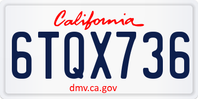 CA license plate 6TQX736