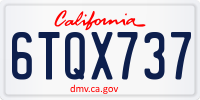 CA license plate 6TQX737