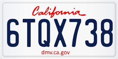 CA license plate 6TQX738