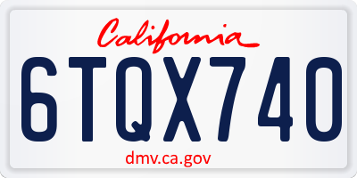 CA license plate 6TQX740