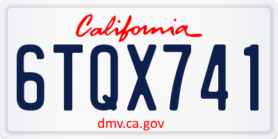 CA license plate 6TQX741