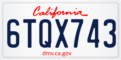 CA license plate 6TQX743