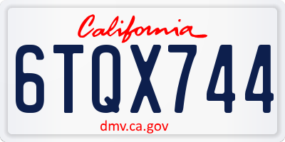 CA license plate 6TQX744