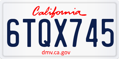 CA license plate 6TQX745