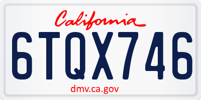 CA license plate 6TQX746