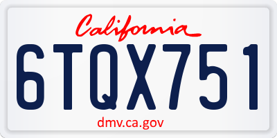 CA license plate 6TQX751