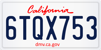 CA license plate 6TQX753