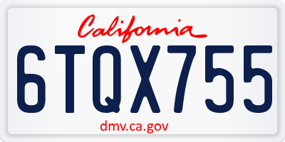 CA license plate 6TQX755