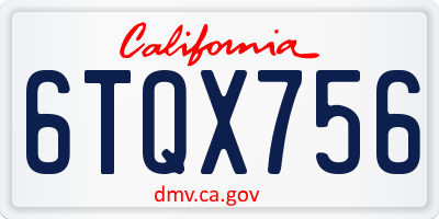 CA license plate 6TQX756