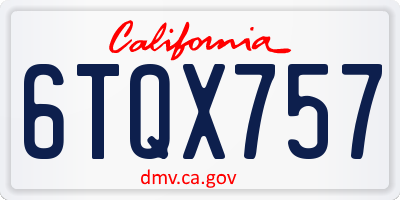 CA license plate 6TQX757