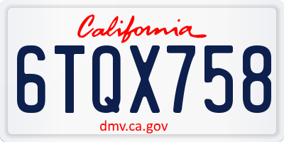 CA license plate 6TQX758