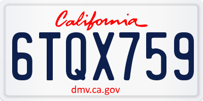 CA license plate 6TQX759