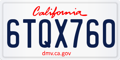 CA license plate 6TQX760