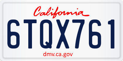 CA license plate 6TQX761