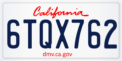 CA license plate 6TQX762