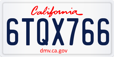 CA license plate 6TQX766