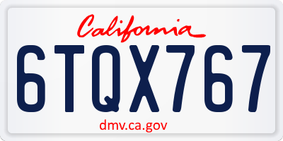 CA license plate 6TQX767