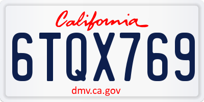 CA license plate 6TQX769