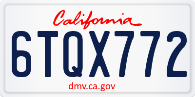 CA license plate 6TQX772