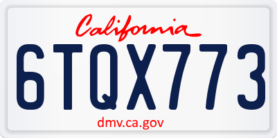 CA license plate 6TQX773