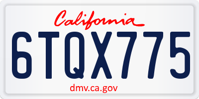 CA license plate 6TQX775