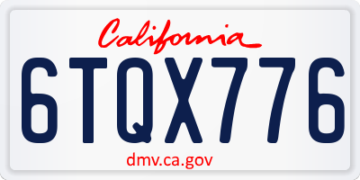 CA license plate 6TQX776