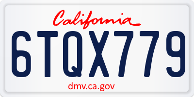 CA license plate 6TQX779