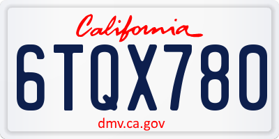 CA license plate 6TQX780