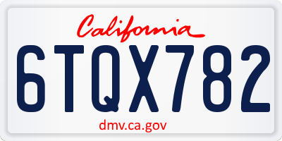 CA license plate 6TQX782