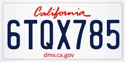 CA license plate 6TQX785