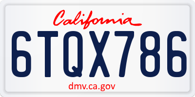 CA license plate 6TQX786