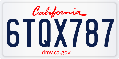 CA license plate 6TQX787