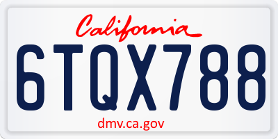 CA license plate 6TQX788