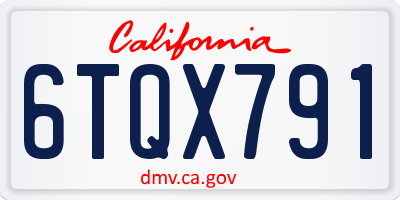 CA license plate 6TQX791