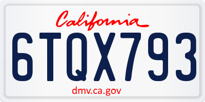 CA license plate 6TQX793