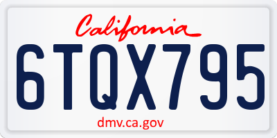 CA license plate 6TQX795