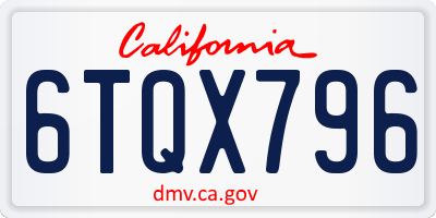 CA license plate 6TQX796