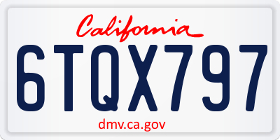 CA license plate 6TQX797