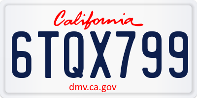 CA license plate 6TQX799
