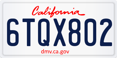 CA license plate 6TQX802