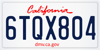 CA license plate 6TQX804
