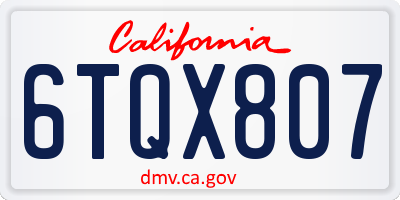 CA license plate 6TQX807