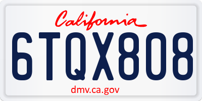CA license plate 6TQX808