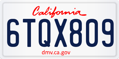 CA license plate 6TQX809