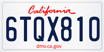 CA license plate 6TQX810