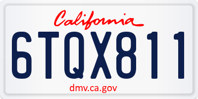 CA license plate 6TQX811