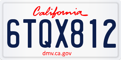 CA license plate 6TQX812