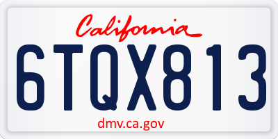 CA license plate 6TQX813